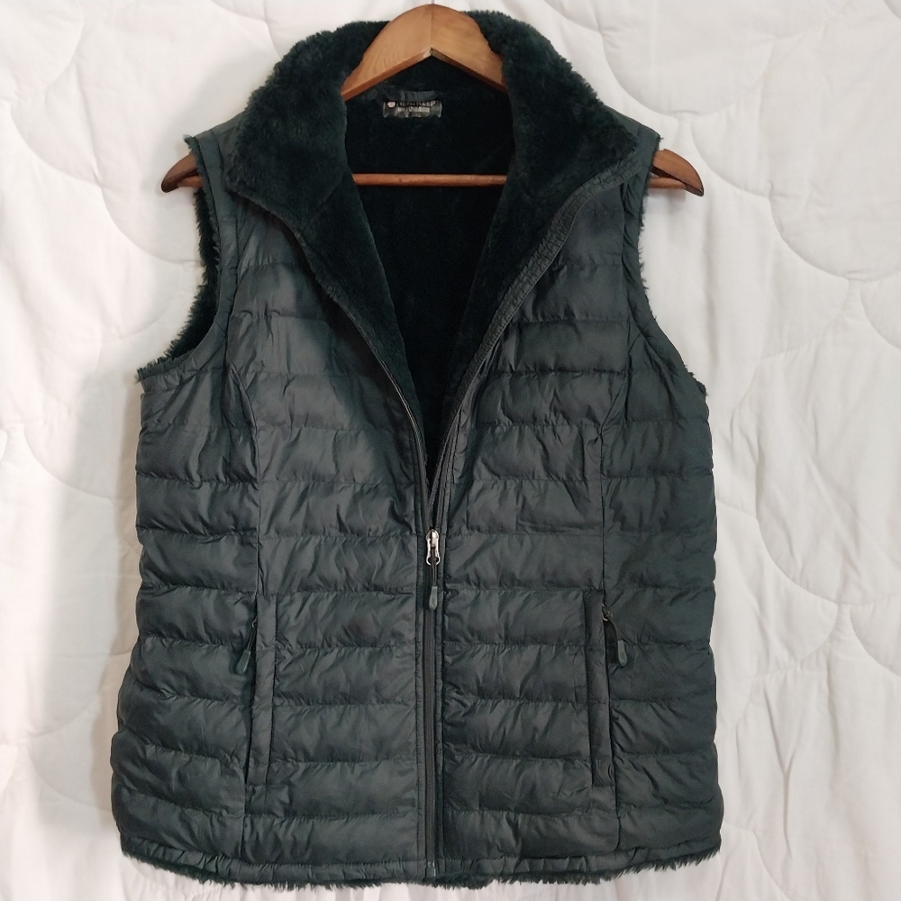 HeatKeep Women's Size Medium Forest Green Insulated Lined Quilted Puffer Vest - Picture 4 of 9